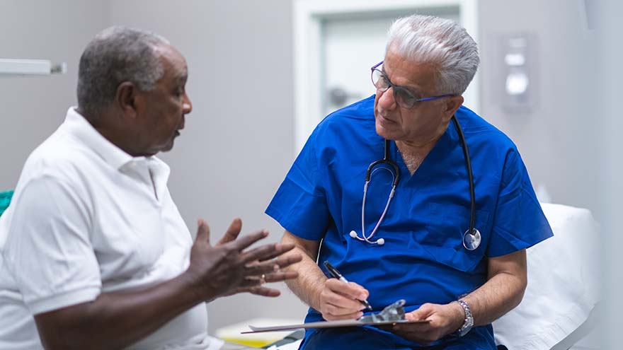 Patient talking to a medical provider